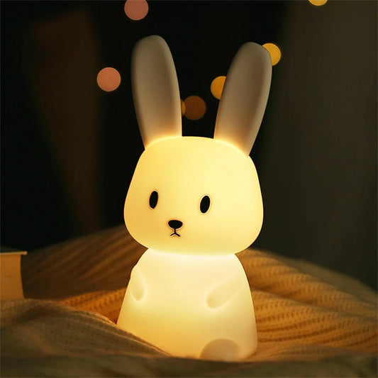 Rabbit LED Night Light - Soft Silicone Dimmable Lamp for Kids